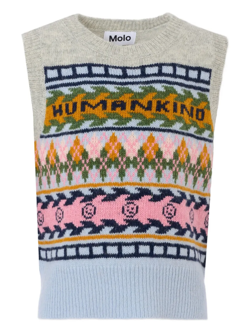 Molo Hu kind fair-isle wool vest Grijs