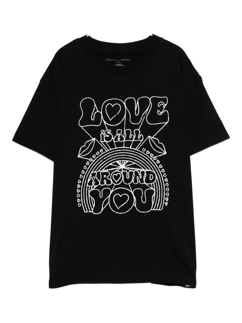 Stella McCartney Kids rainbow-graphic T-shirt Zwart