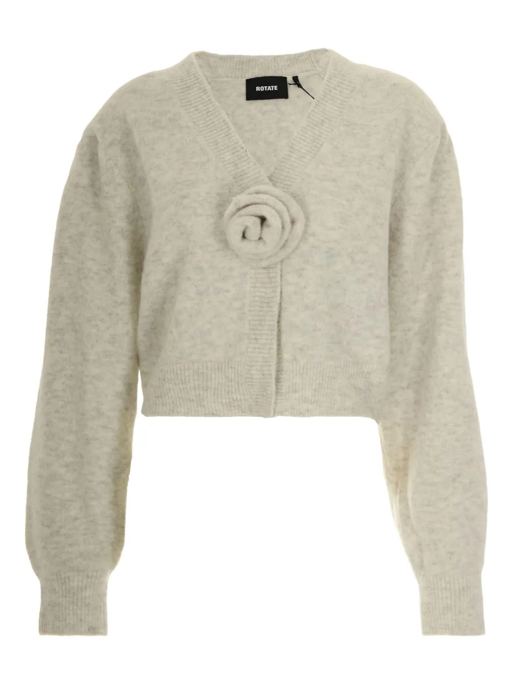 Rotate Birger Christensen Rose-embellished Cardigan In Neutral