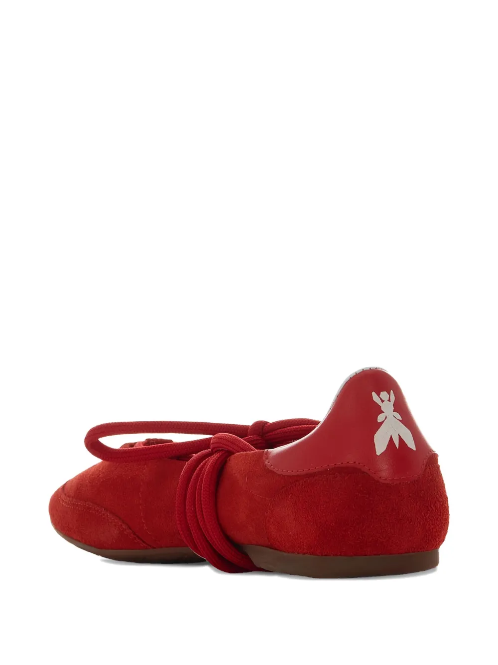Patrizia Pepe lace-up suede ballet flats Red