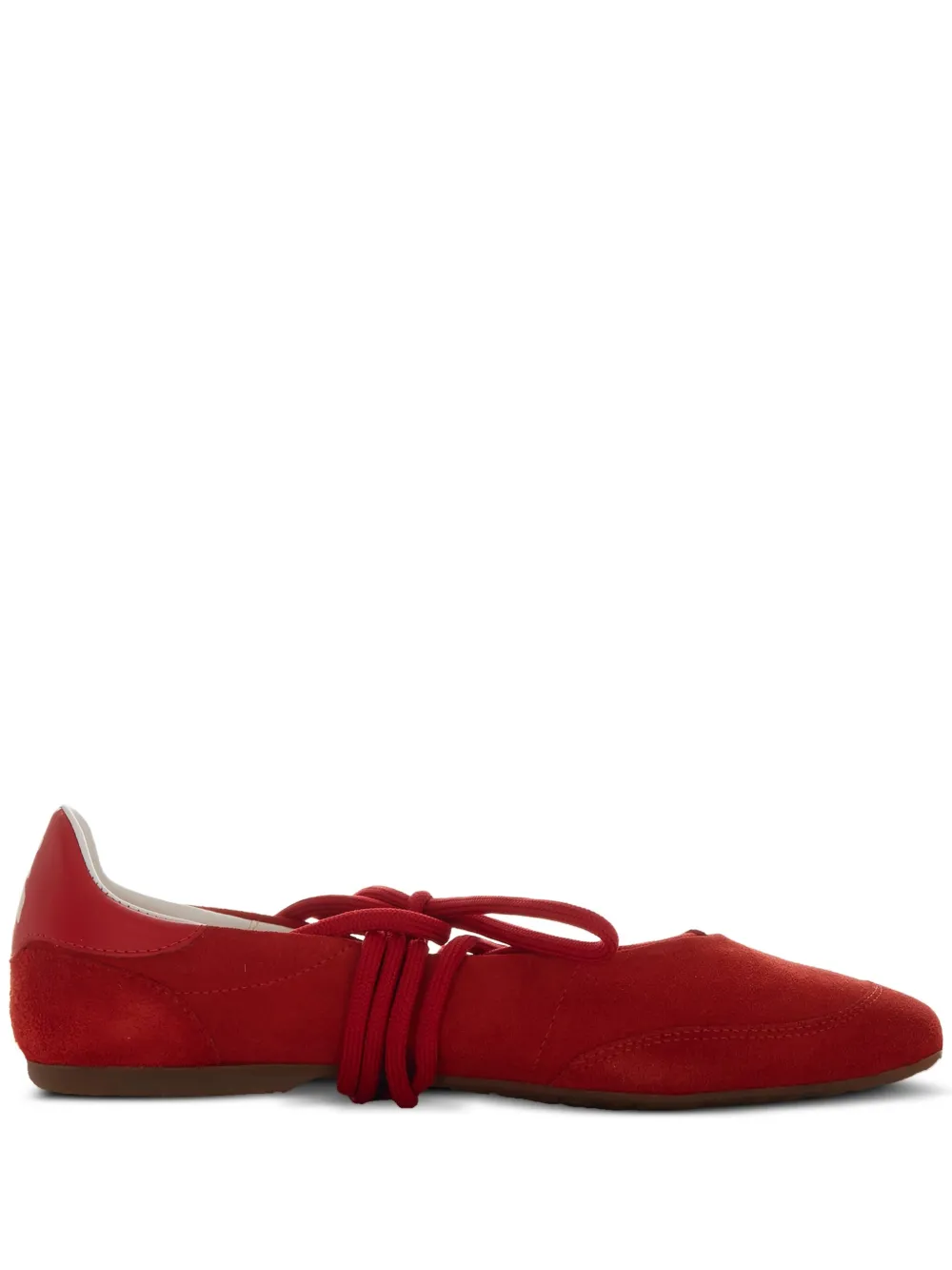 Patrizia Pepe lace-up suede ballet flats Red