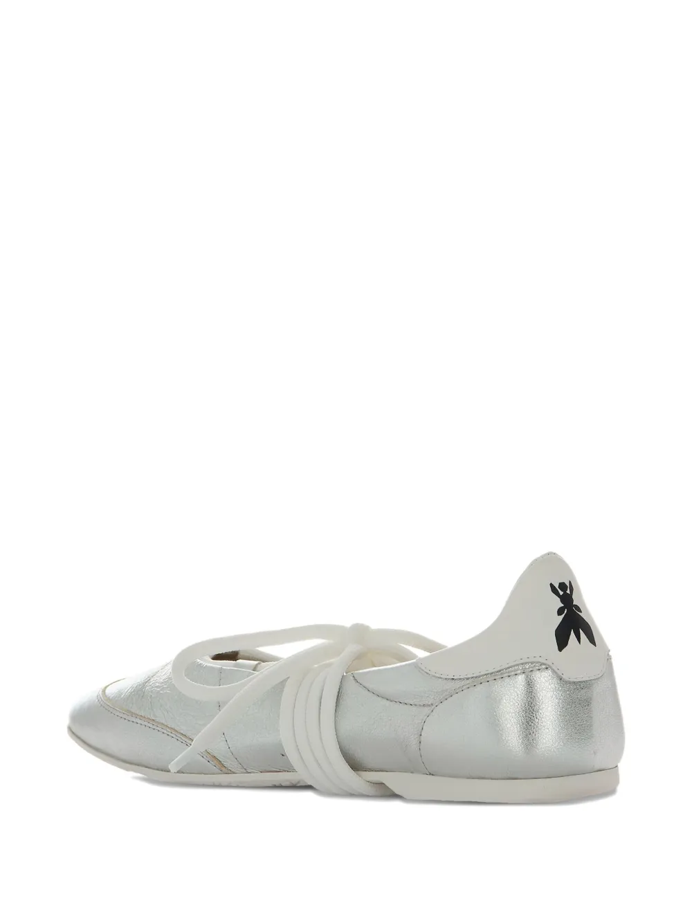 Patrizia Pepe Lace-up Leather Ballet Flats In Silver