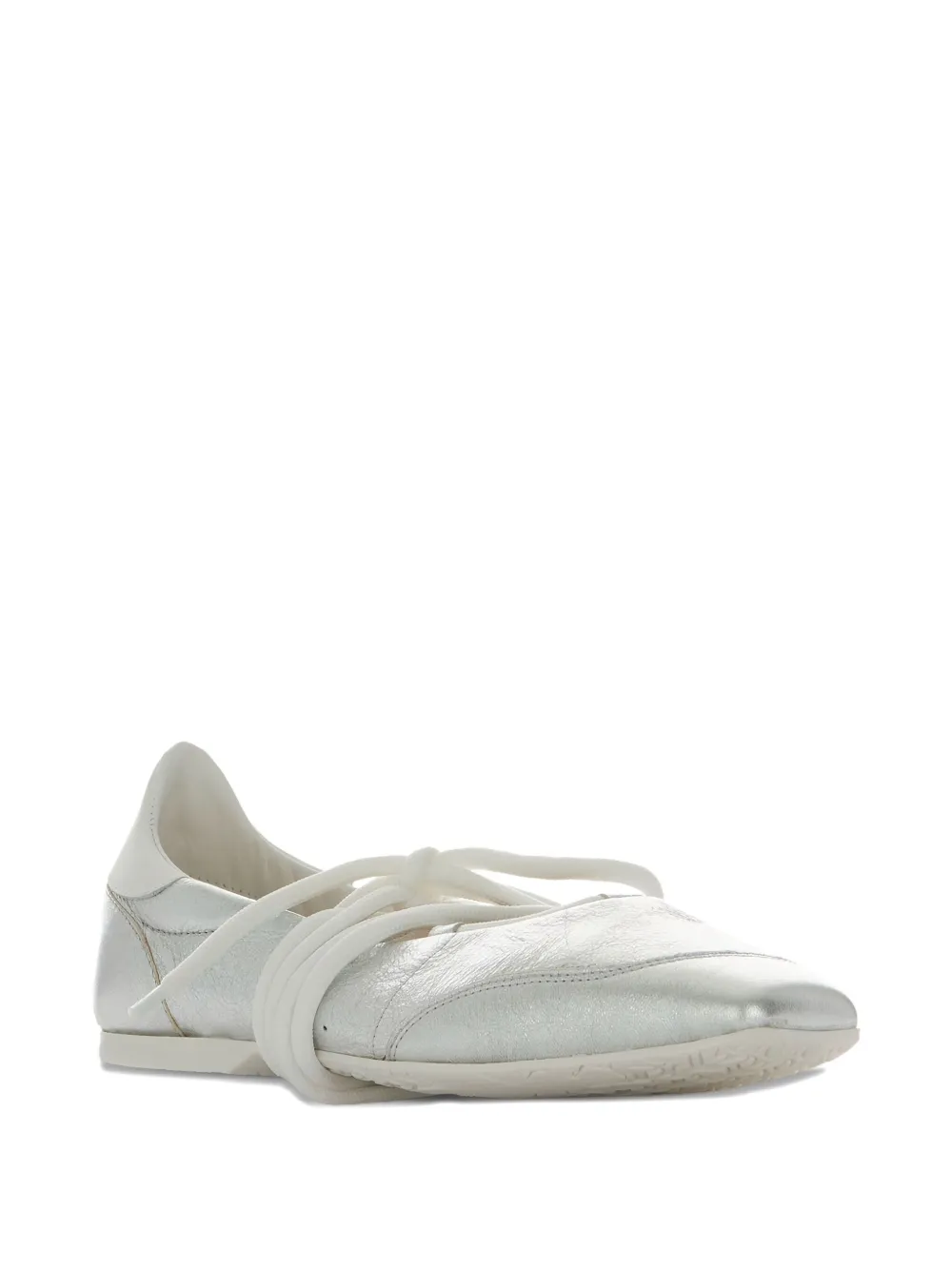 Patrizia Pepe Leren ballerina's met veters - Zilver
