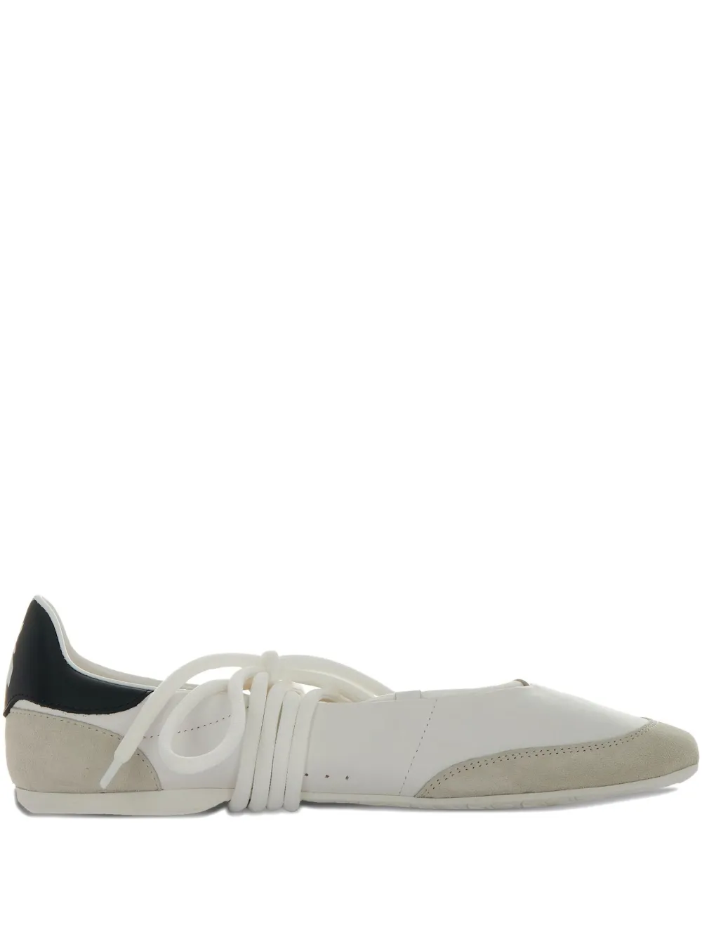 Patrizia Pepe leather lace-up ballet flats White