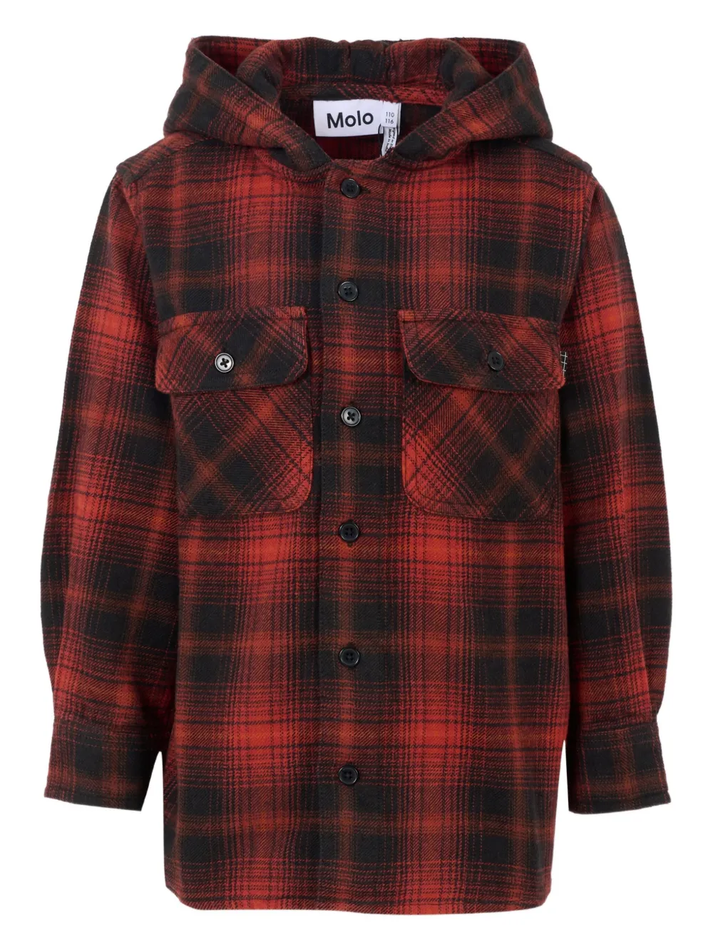 Molo hooded checked shirt Rood