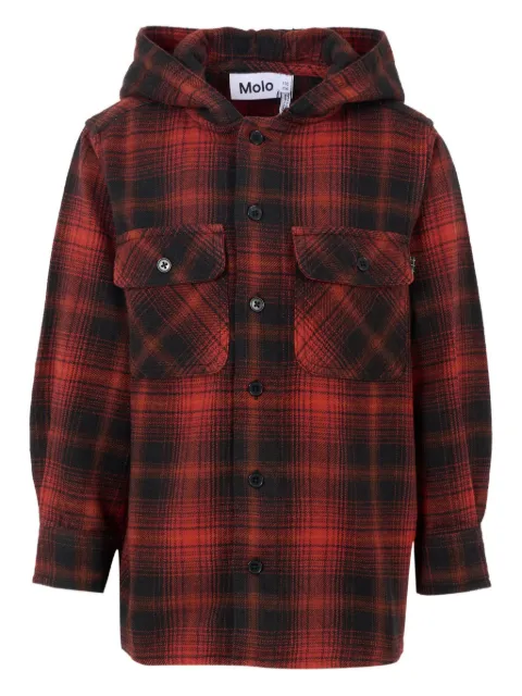 Molo hooded checked shirt