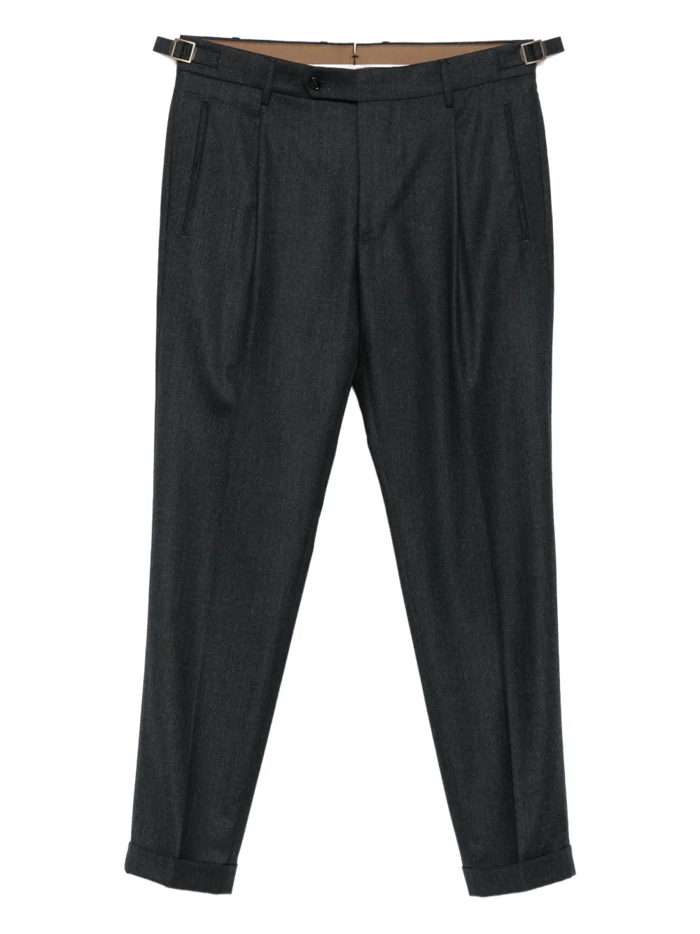 pleated side-buckle trousers