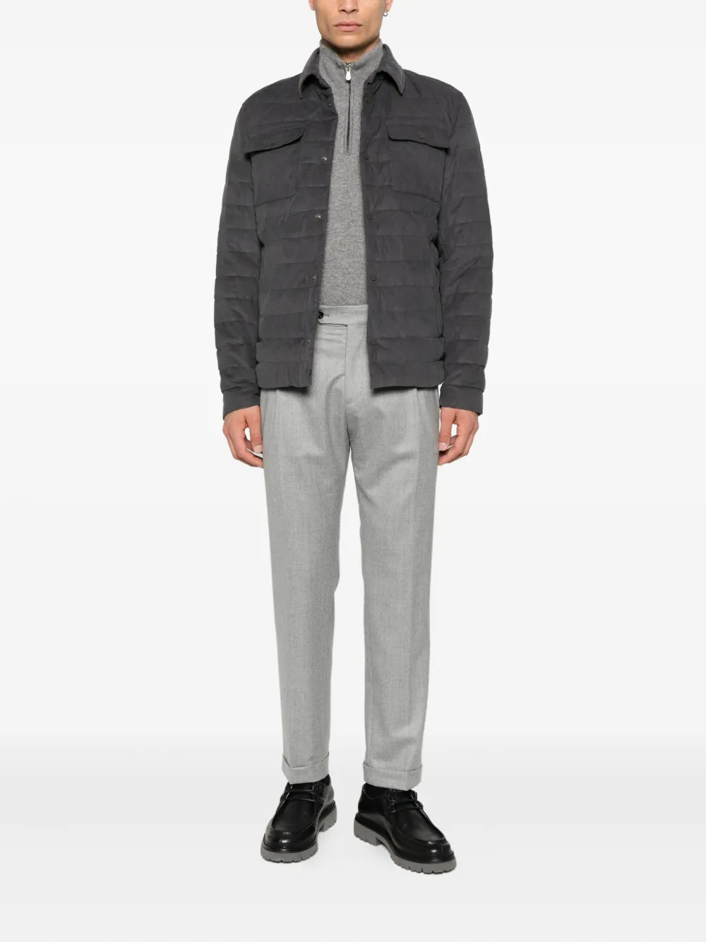 Berwich pleated button-fastening trousers - Grijs