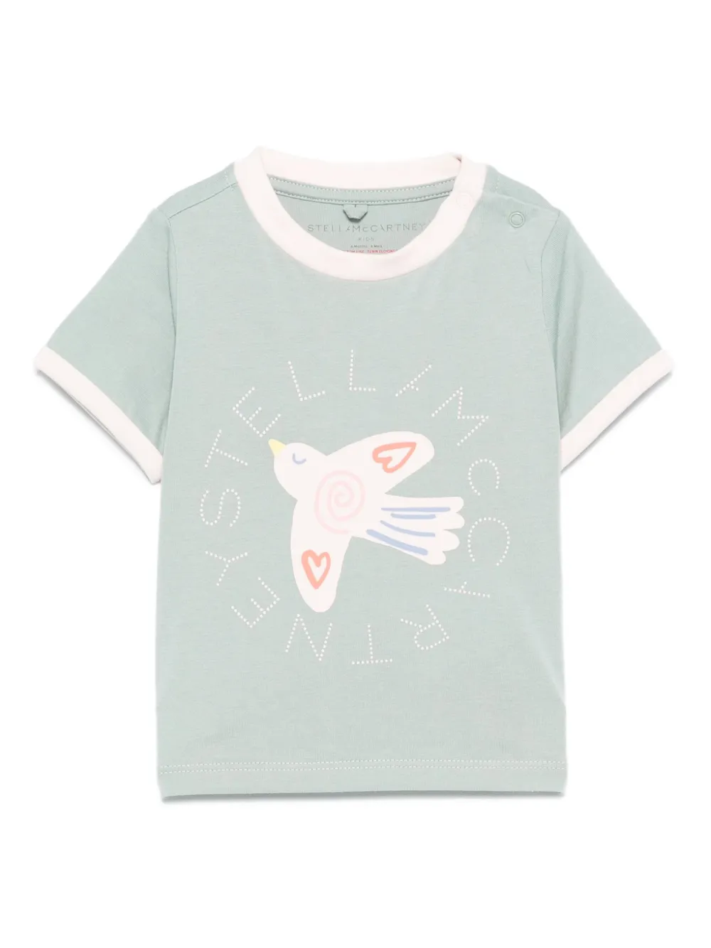 Stella McCartney Kids Katoenen T-shirt met vogelprint Groen
