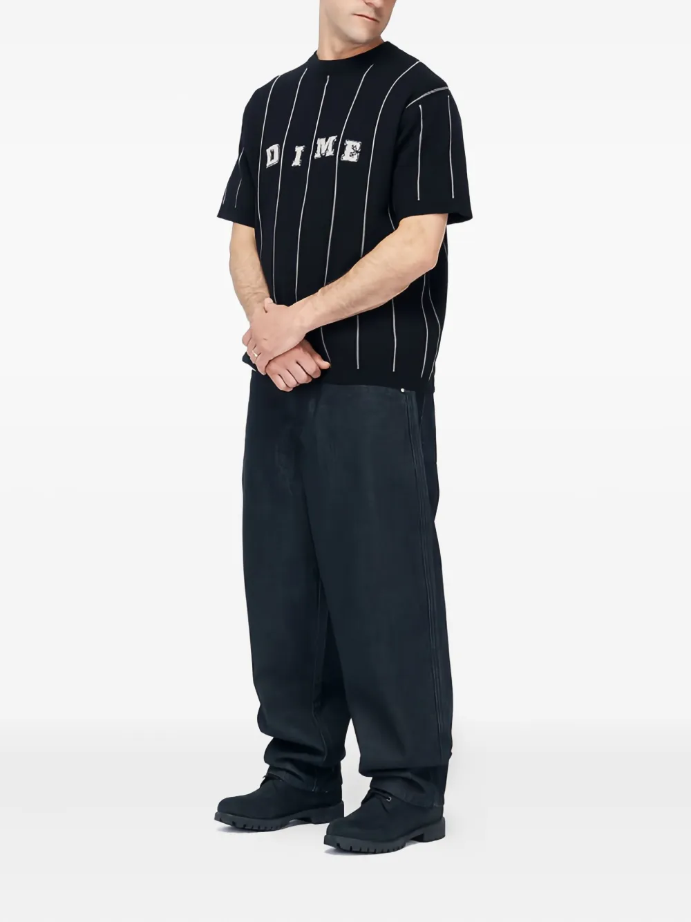 Dime striped logo-detail sweater - Zwart
