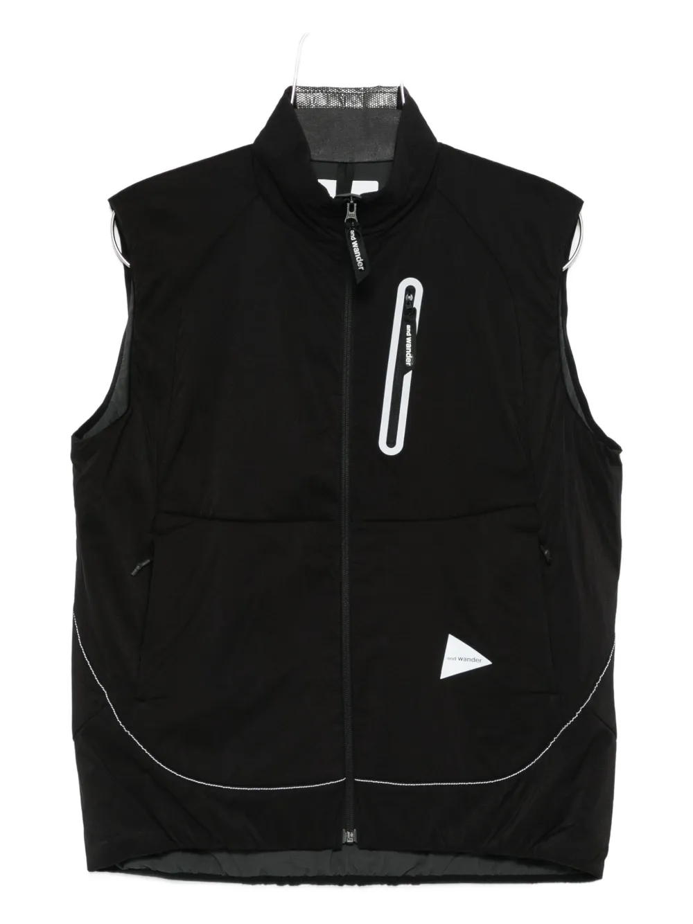 And Wander Zip Sleeveless Gilet In Black