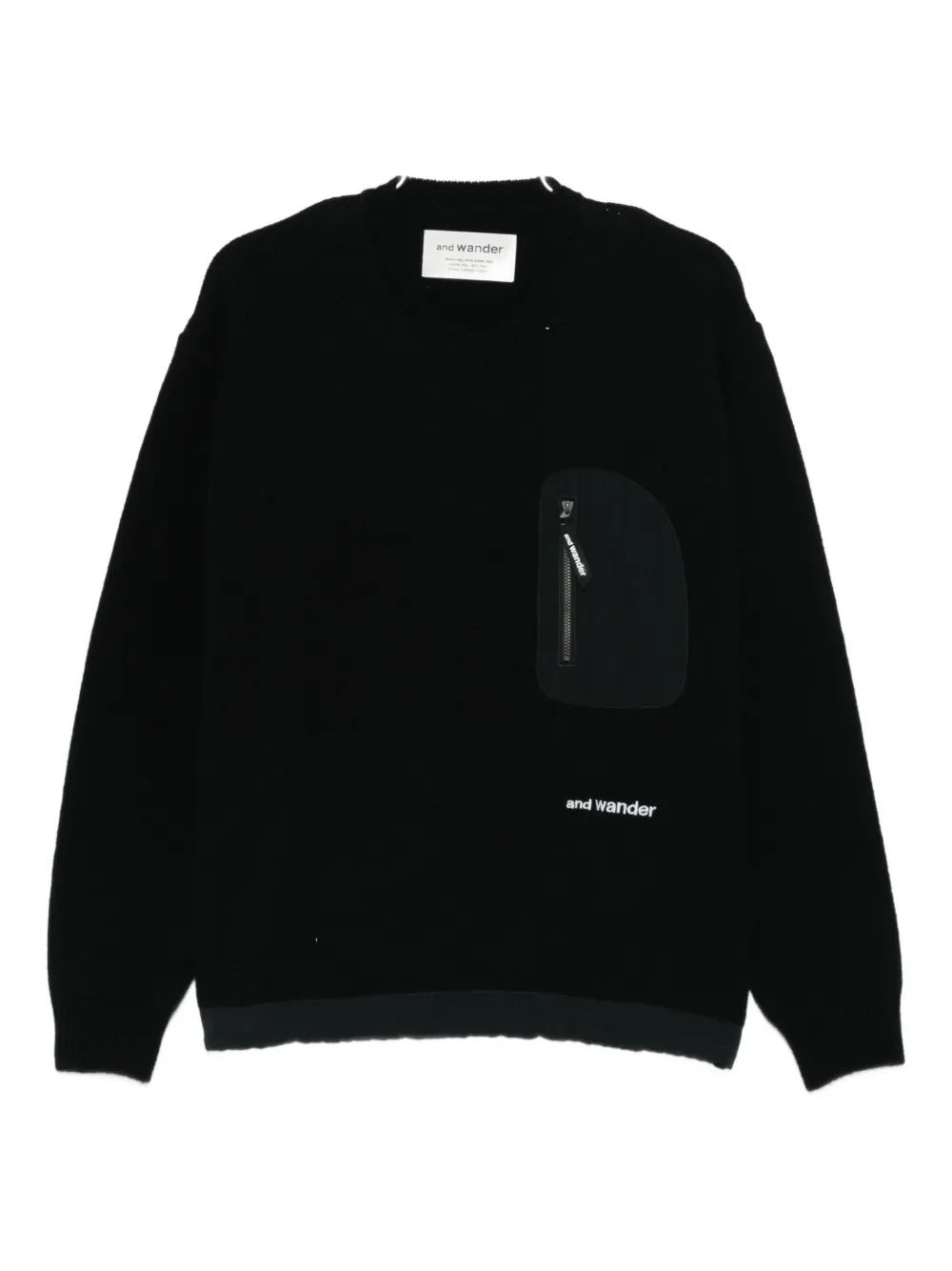 and Wander zip-pocket sweater - Nero