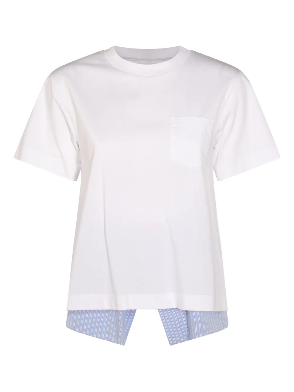 Sacai T-shirt met gestreept detail 134 White blue stripe