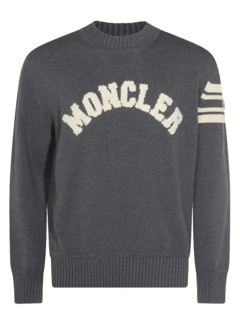 Moncler logo-embroidered striped-sleeve sweater