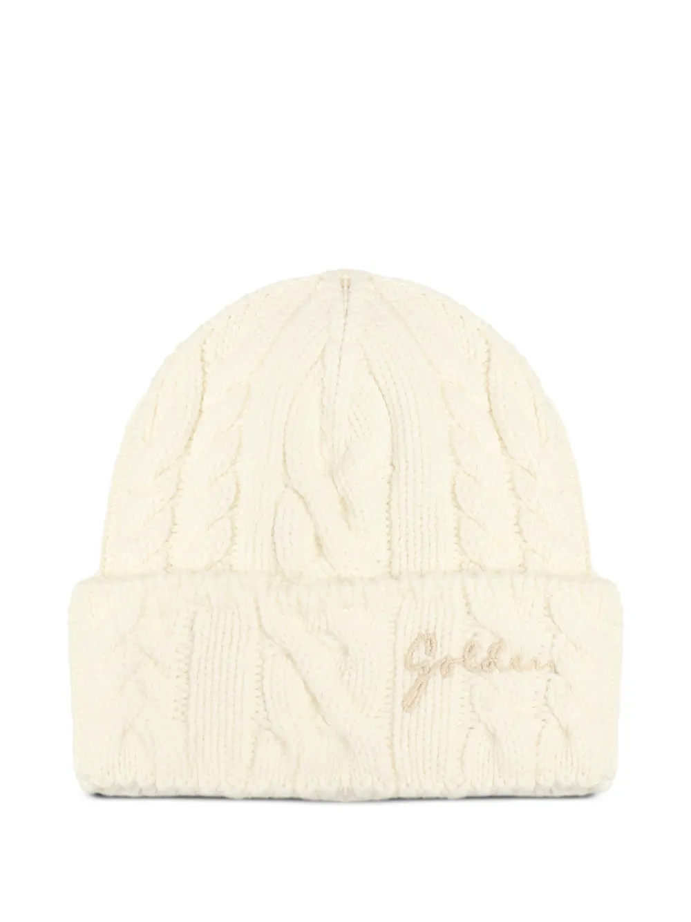wool cable-knit beanie