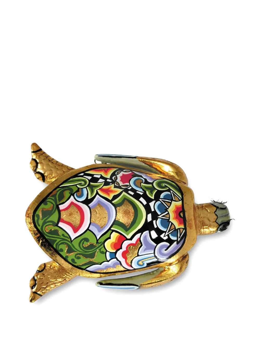 Toms Drag Patterned Turtle Figurine In Gold