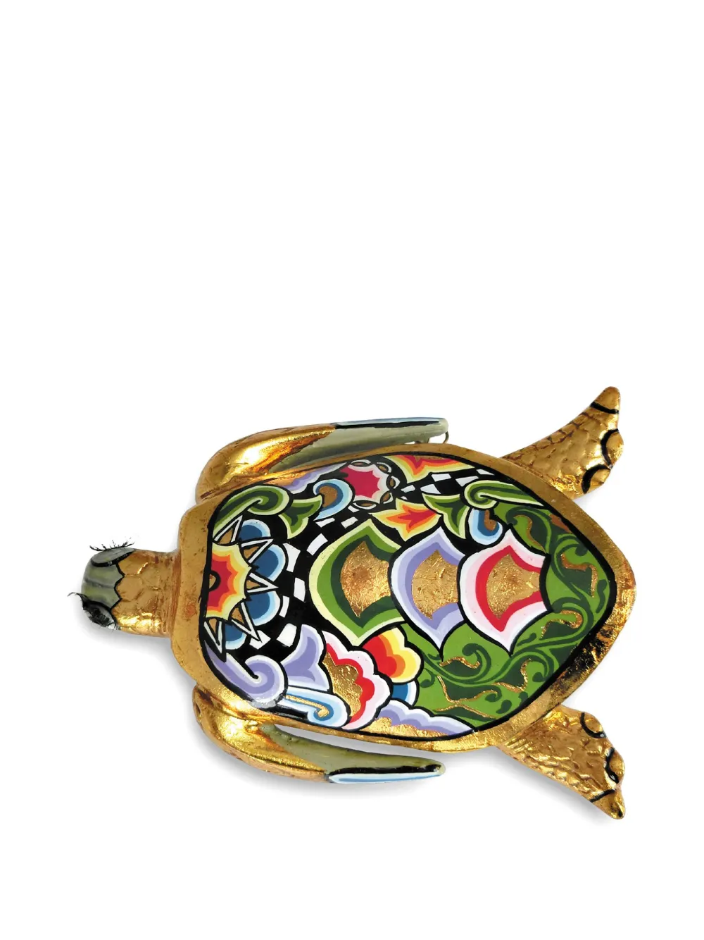 Toms Drag Patterned Turtle Figurine In Gold