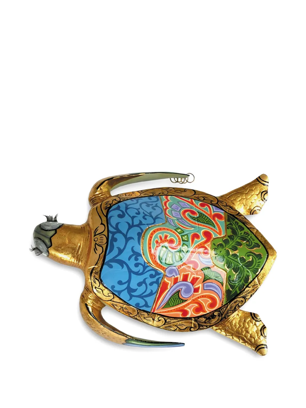 Toms Drag Patterned Turtle Sculpture (32cm X 26cm) In Gold