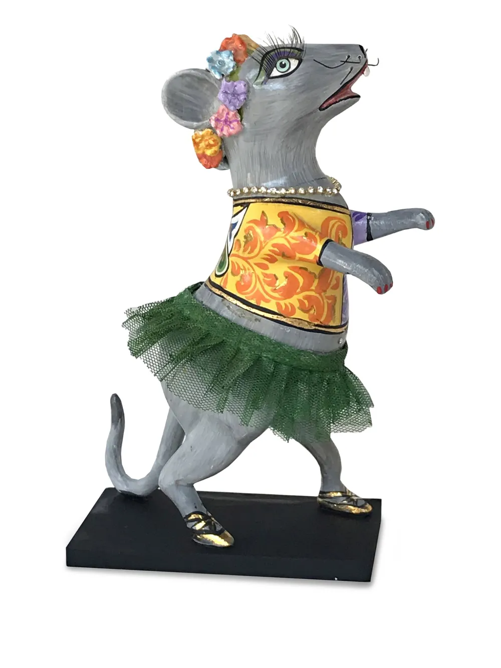 Toms Drag flower-crown ballerina-mouse sculpture (18cm x 10,5cm) | Grey | Image 1