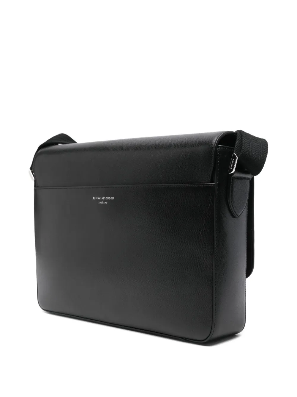Aspinal Of London Mens Black Slim Postman Saffiano-leather Messenger Bag In Black