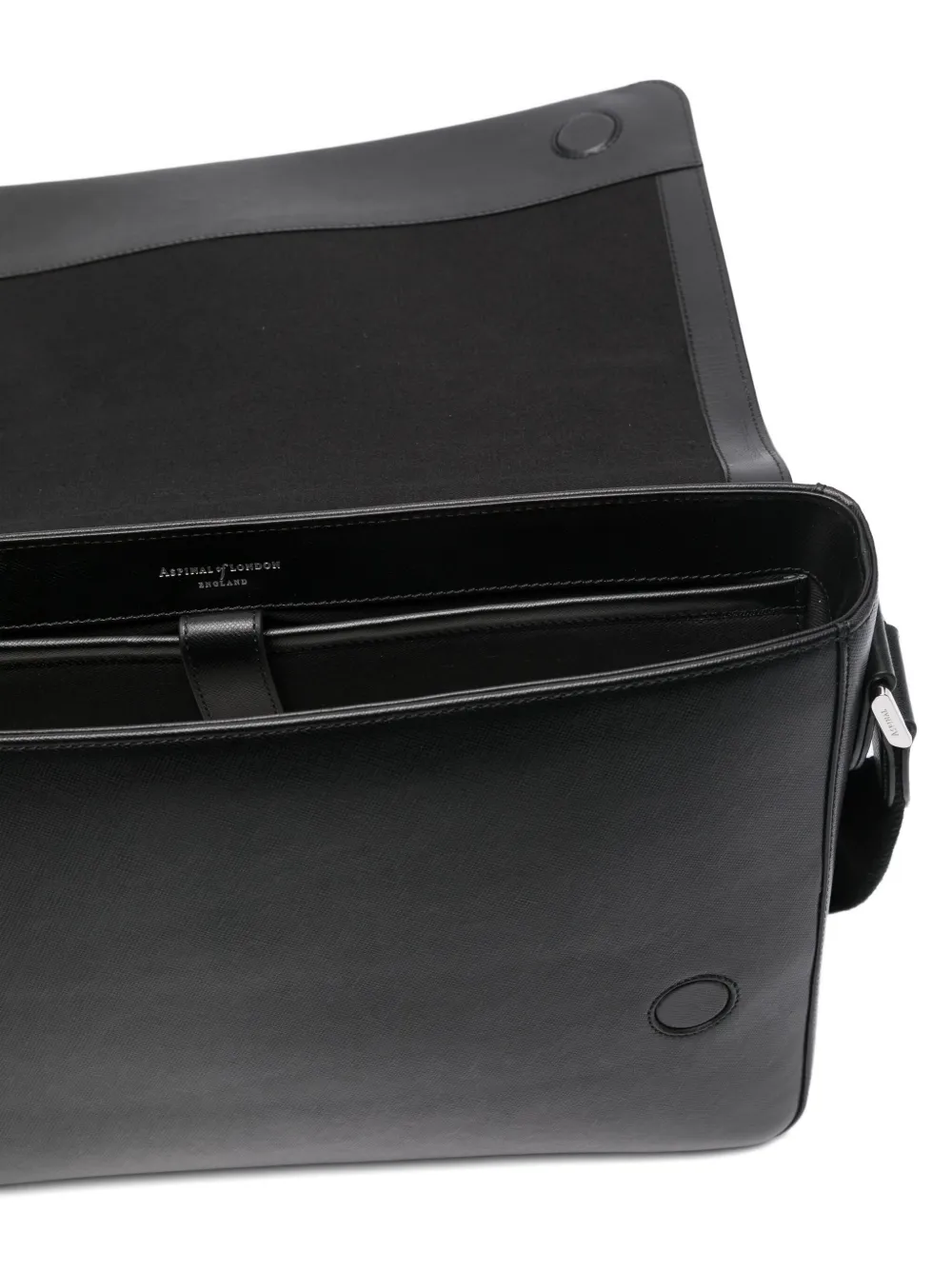 Aspinal Of London Mens Black Slim Postman Saffiano-leather Messenger Bag In Black