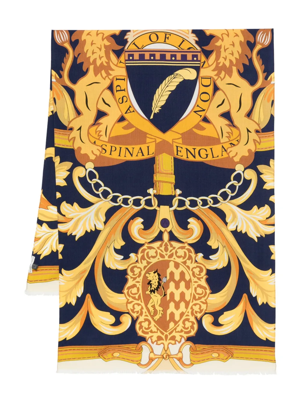 Aspinal Of London mascada estampada de seda | azul | Image 1