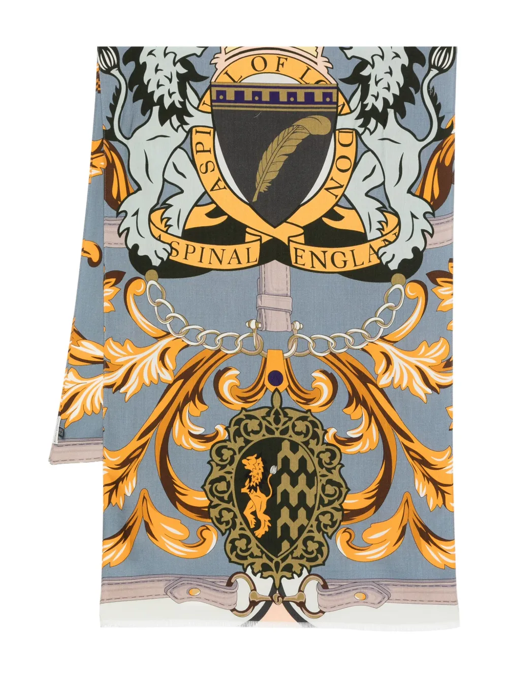Aspinal Of London mascada estampada de seda | azul | Image 1