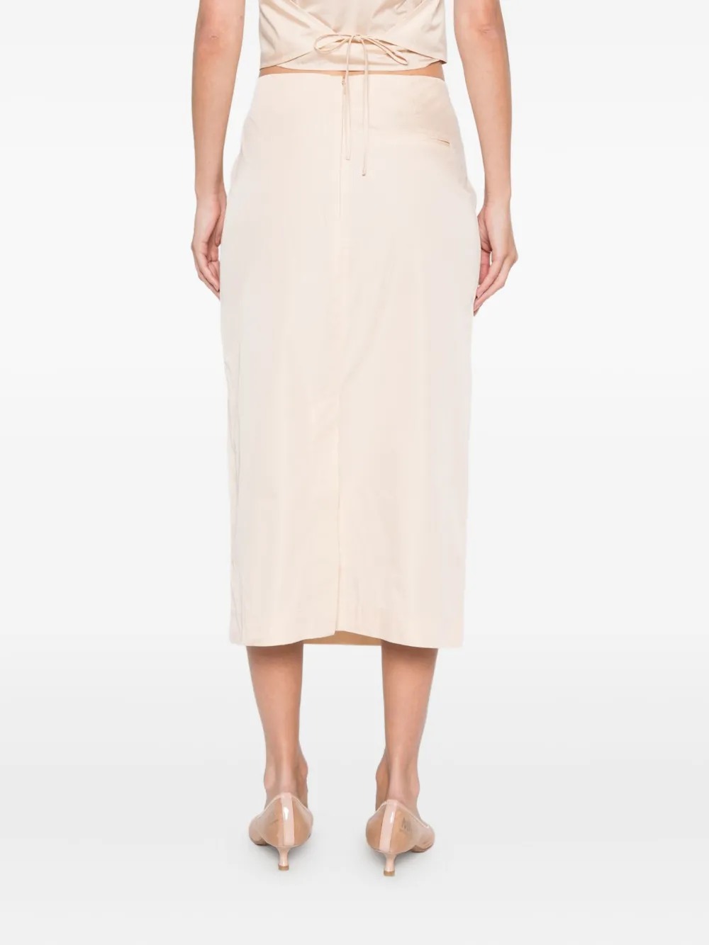 St Agni Rear-slit Midi Skirt In Pink