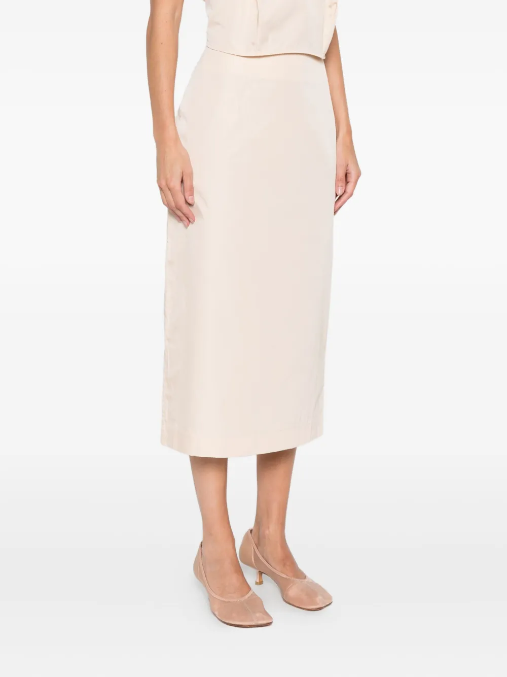 St Agni Rear-slit Midi Skirt In Pink