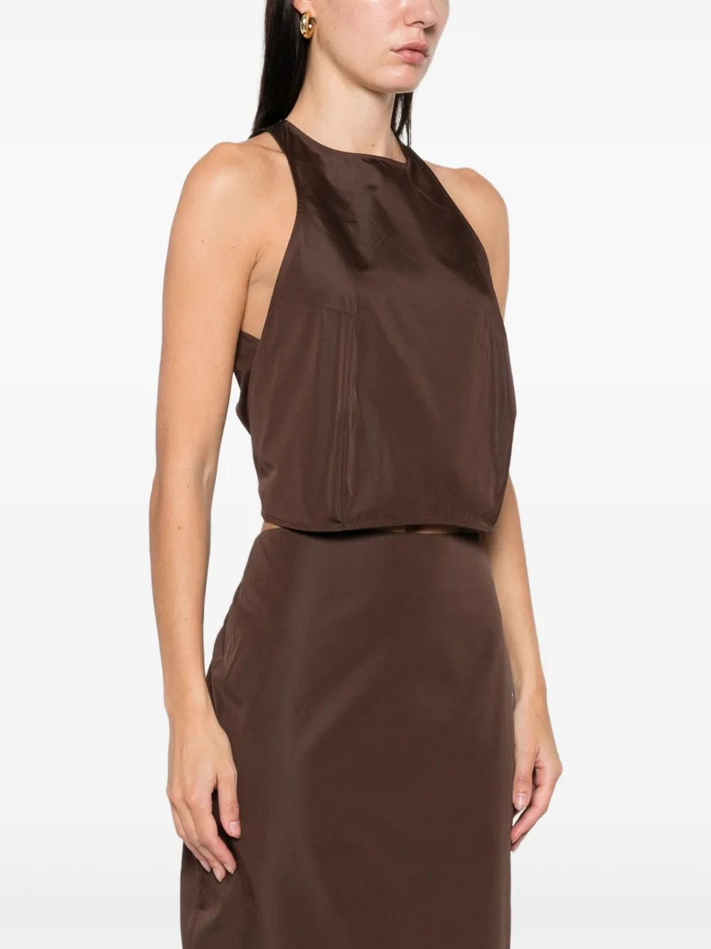 St Agni Paper Taffeta Cocoon Top In Brown