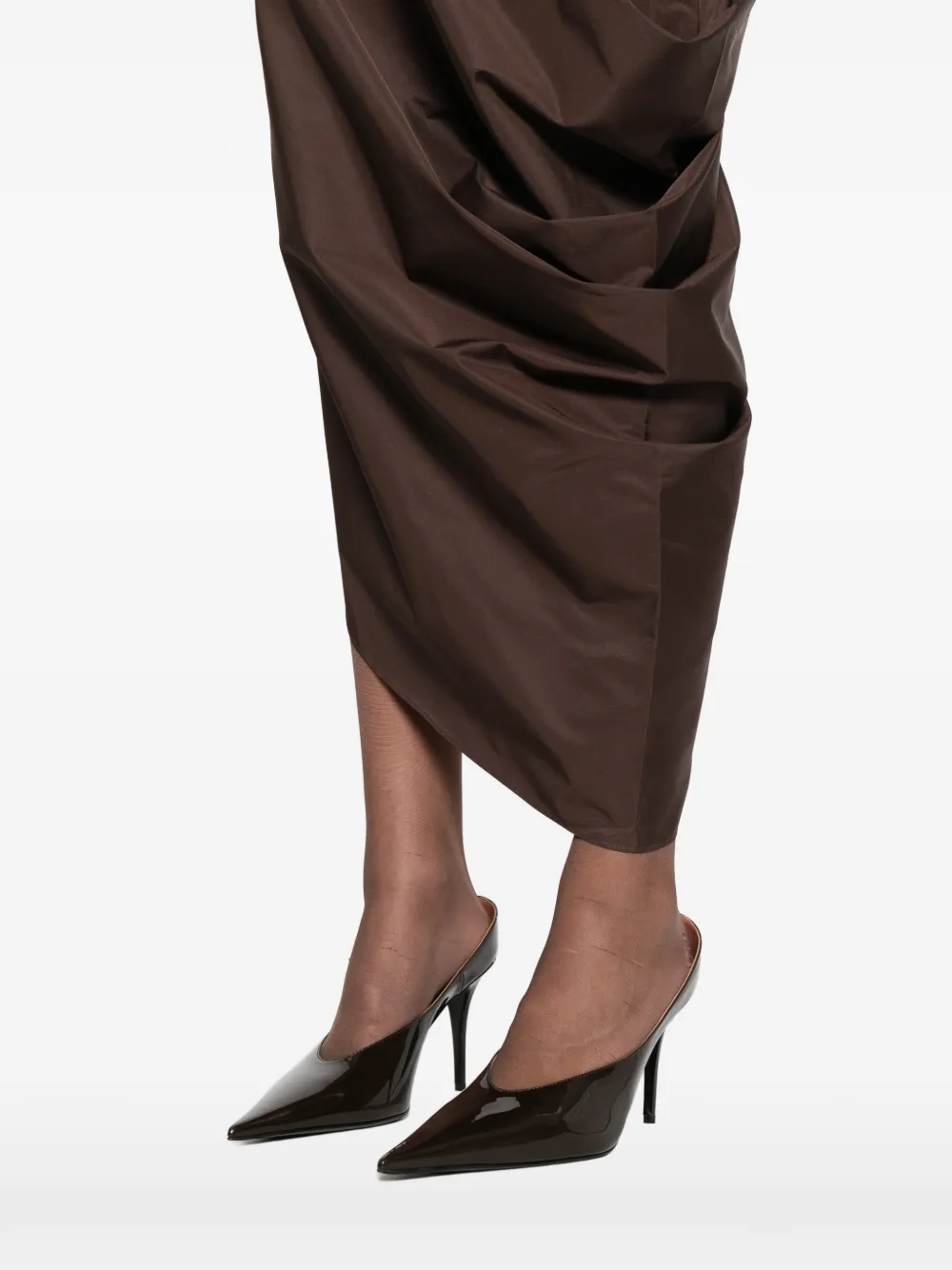 St Agni Paper Taffeta Drape Dress In Brown