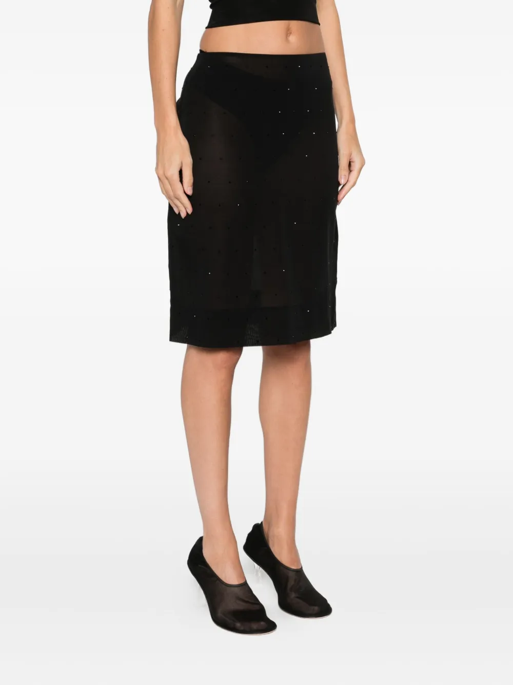 St Agni Glass Beaded Midi Skirt In Black