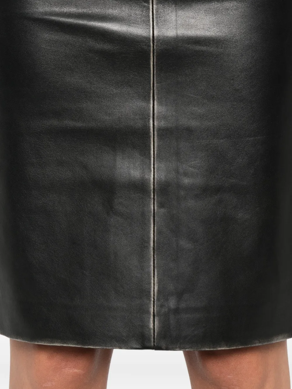 St Agni Leather Pencil Midi Skirt In Black