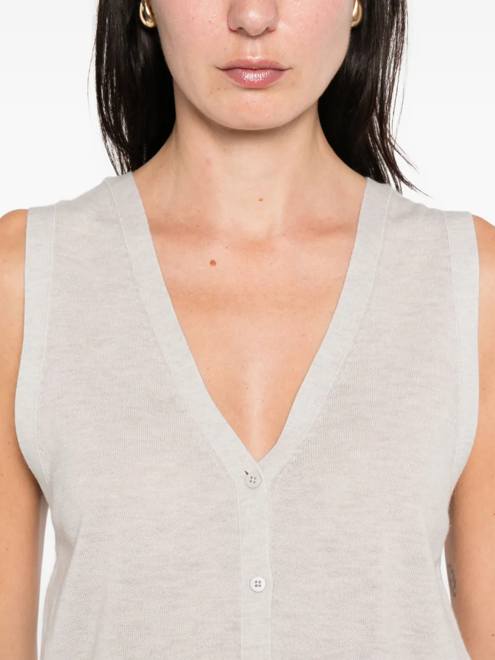 St Agni Button Vest In Gray