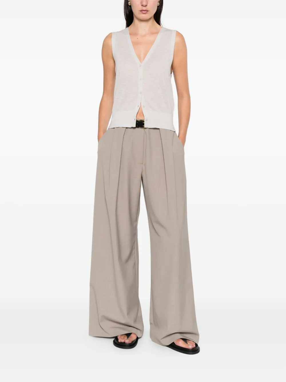 St Agni Button Vest In Gray