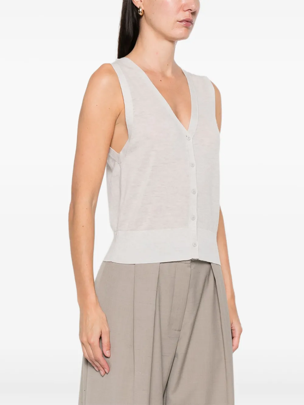 St Agni Button Vest In Gray