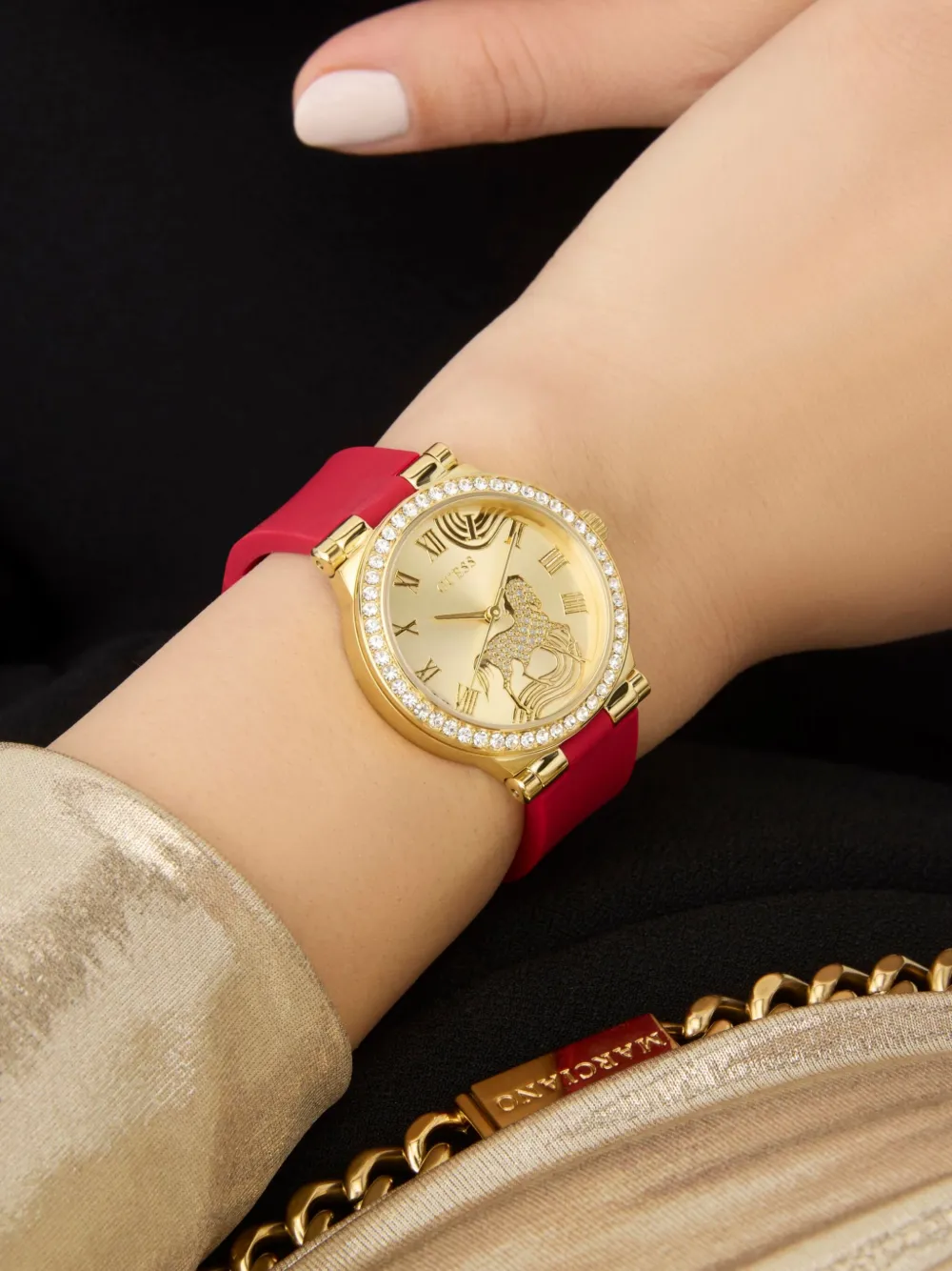 GUESS USA Quartz 32 mm met kristallen - Goud