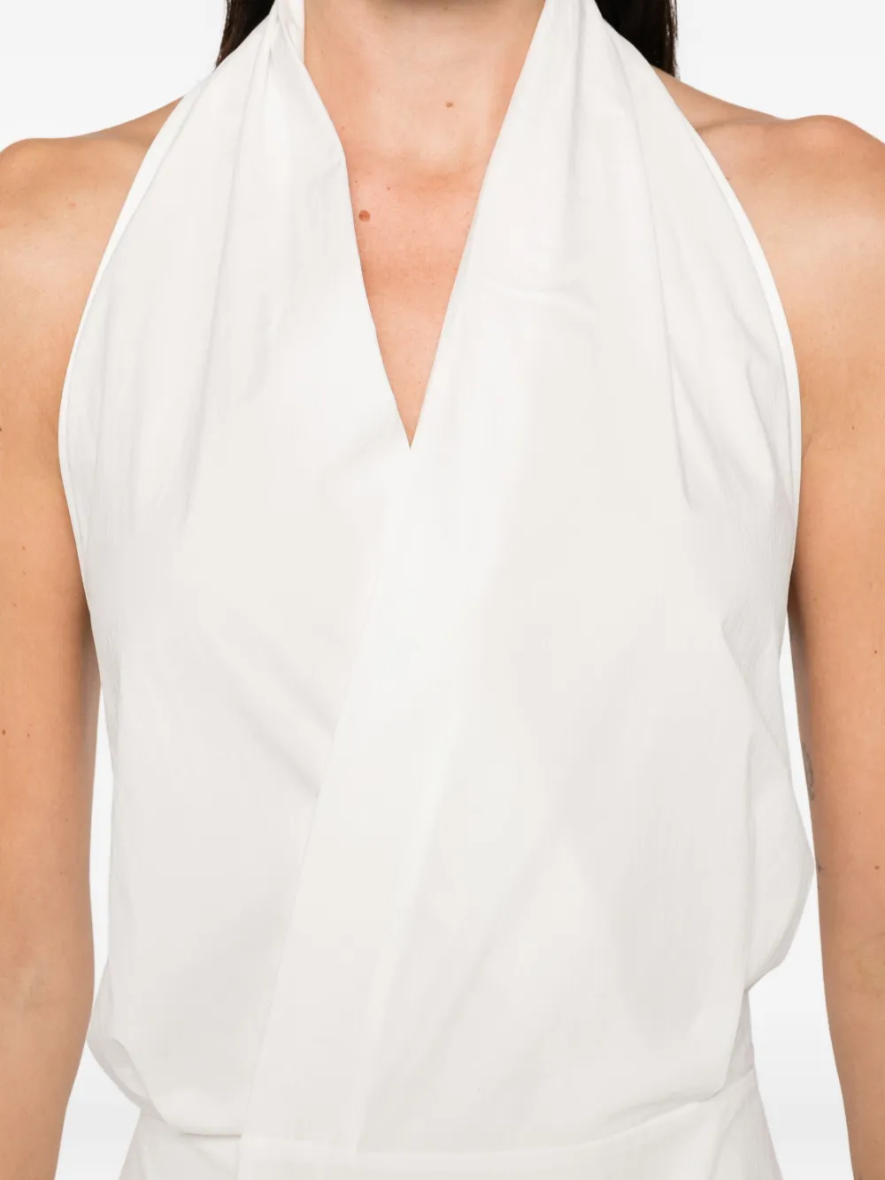 St Agni Halter Tie-back Top In White