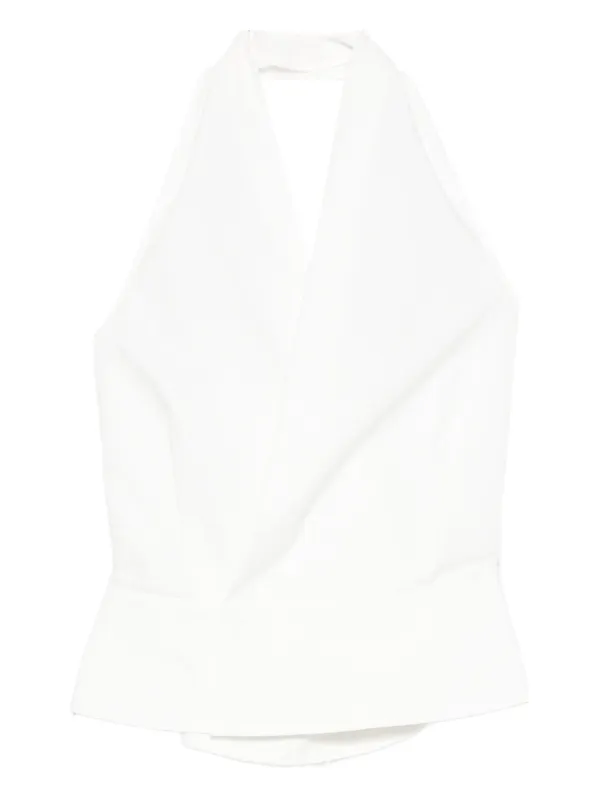 St. Agni Halter Wrap Top in White