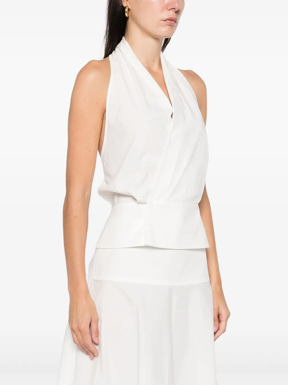 St Agni Halter Tie-back Top In White