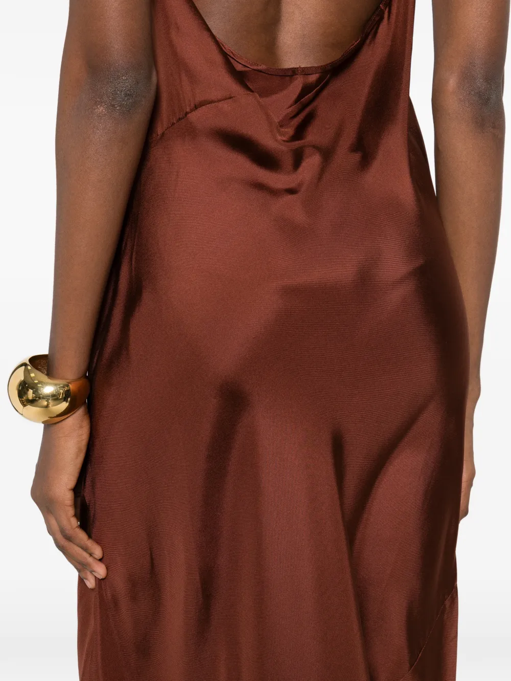Halterneck Twill Maxi Dress