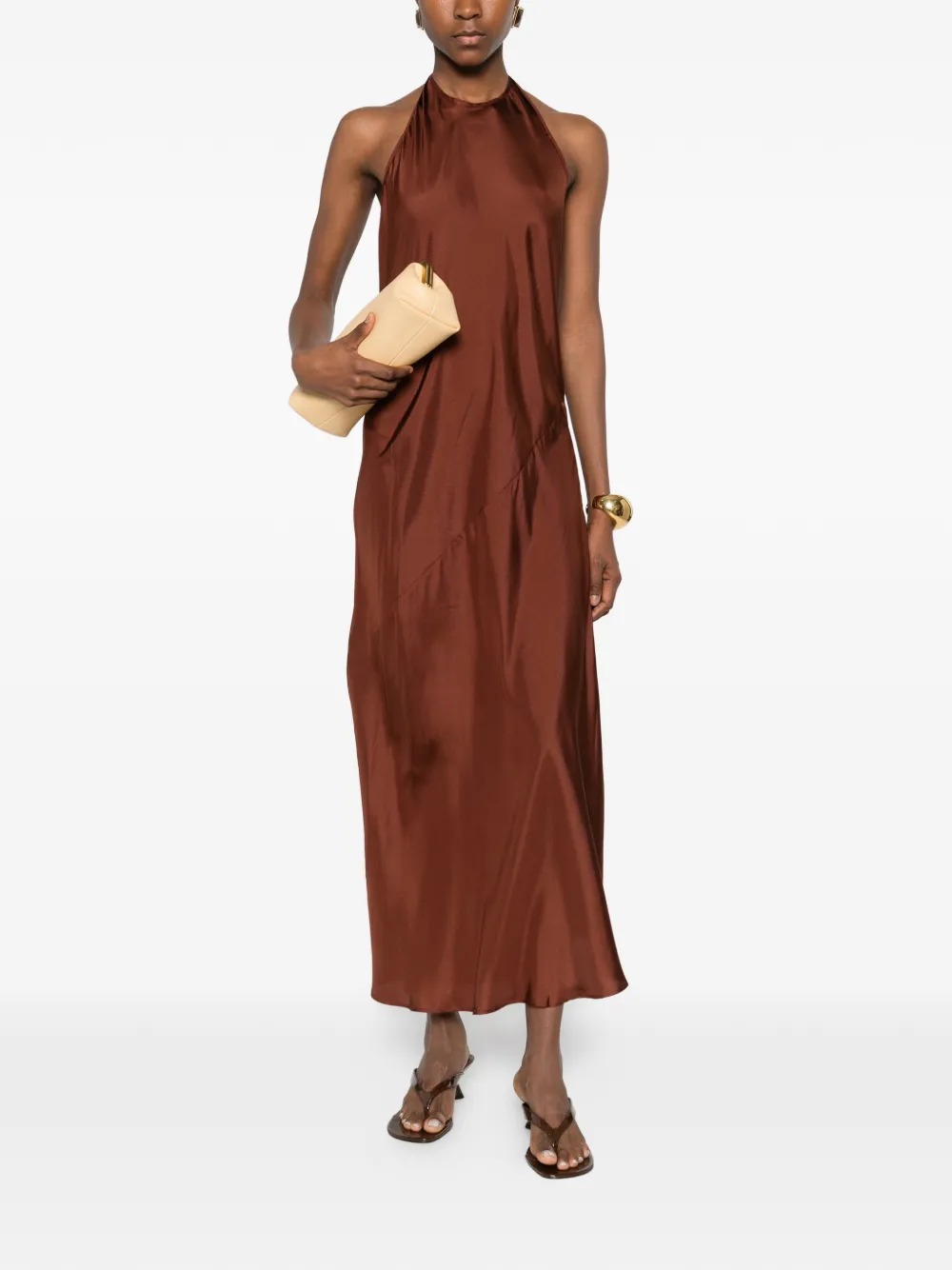 St. Agni halterneck twill maxi dress - Bruin