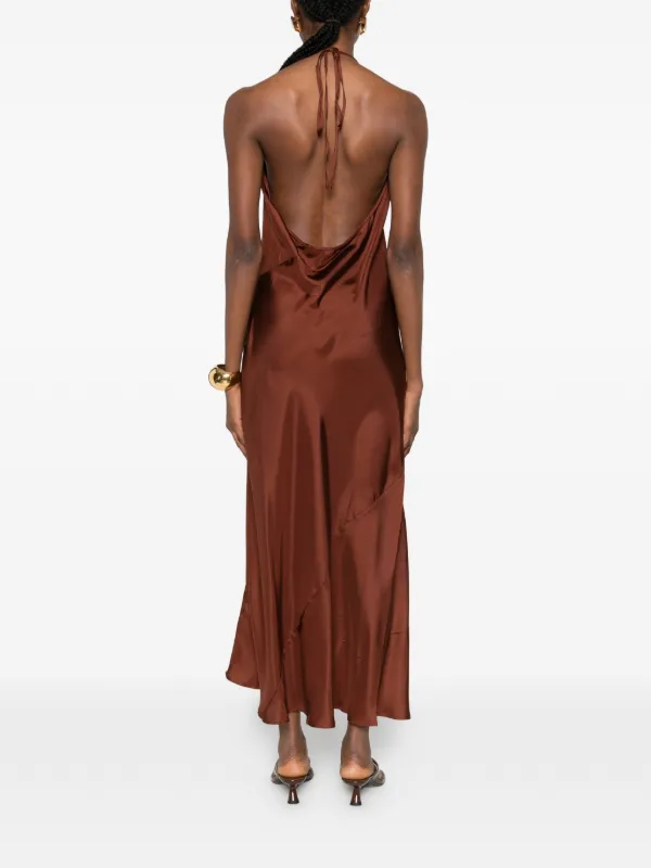 st agni brown dress St. Agni | Suede Halter Plunge Dress main image 1