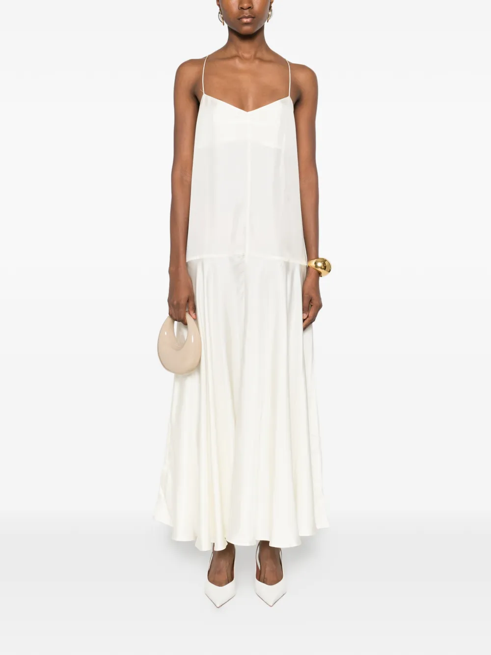 St. Agni silk twill slip dress - Wit