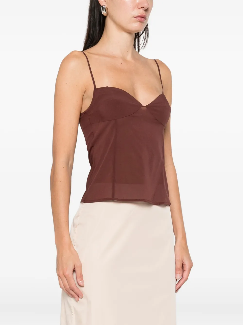 St Agni Stretch-silk Organza Camisole In Brown