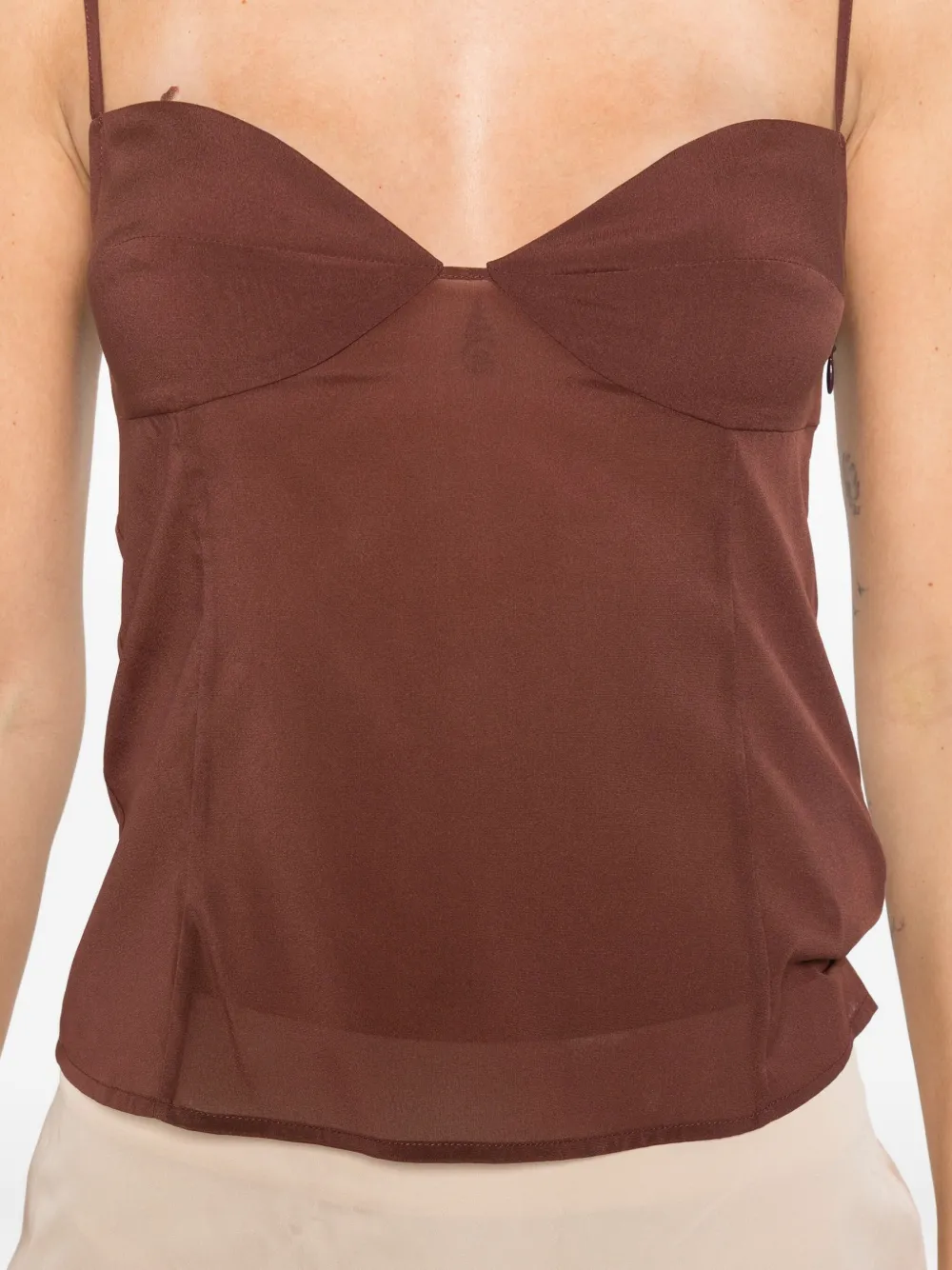 St Agni Stretch-silk Organza Camisole In Brown