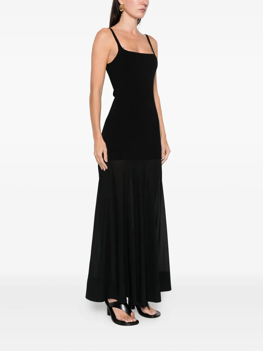 St Agni Sheer Circle Hem Maxi Dress In Black
