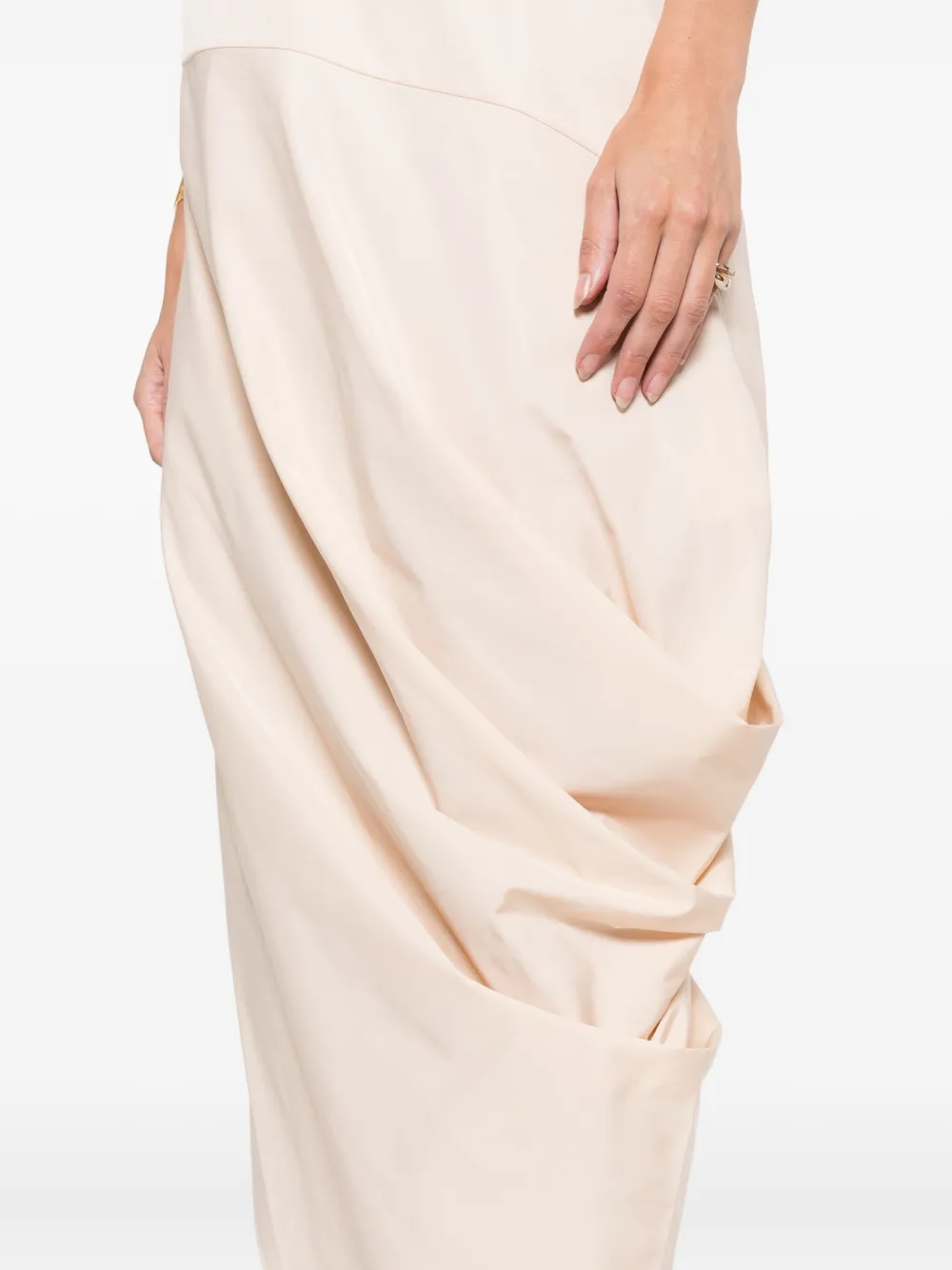 St Agni Drape-detail Midi Dress In Neutral