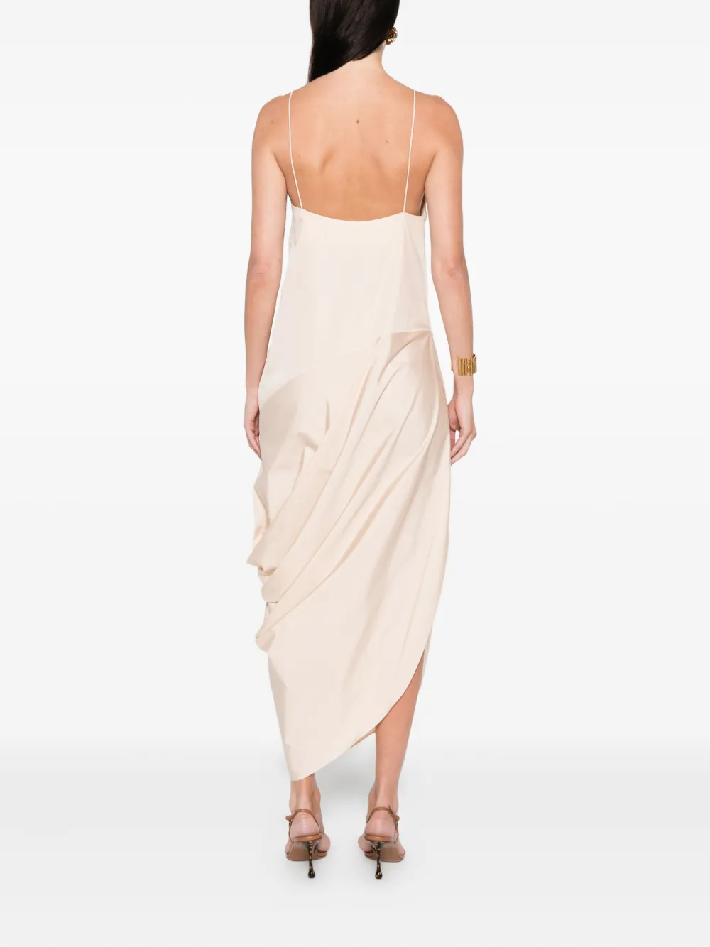 St Agni Drape-detail Midi Dress In Neutral