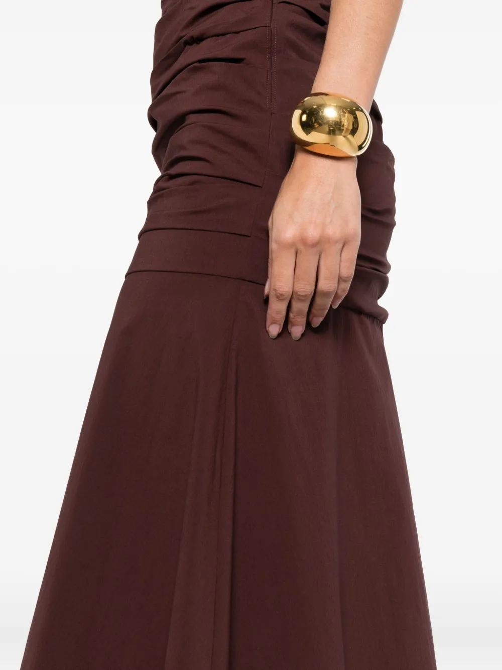 St Agni Strapless Maxi Dress In Brown